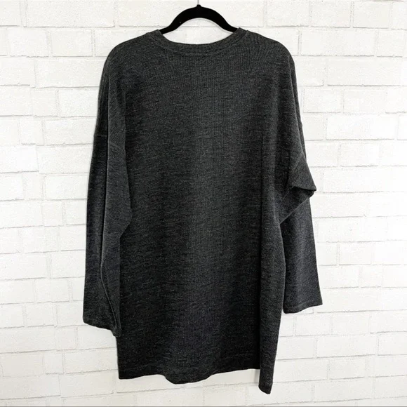 Free People Beach Charcoal Gray Long Sleeve Sweatshirt Dress - Picture 3 of 4